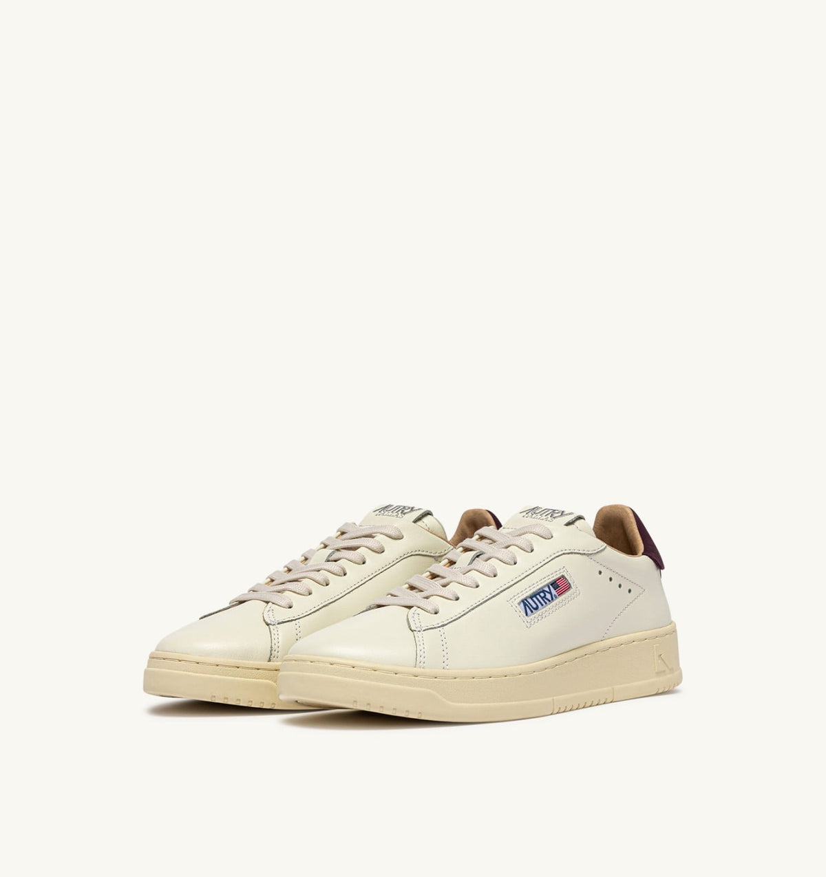 Man DALLAS LOW SNEAKERS IN MARSHMALLOW AND FIG LEATHER
