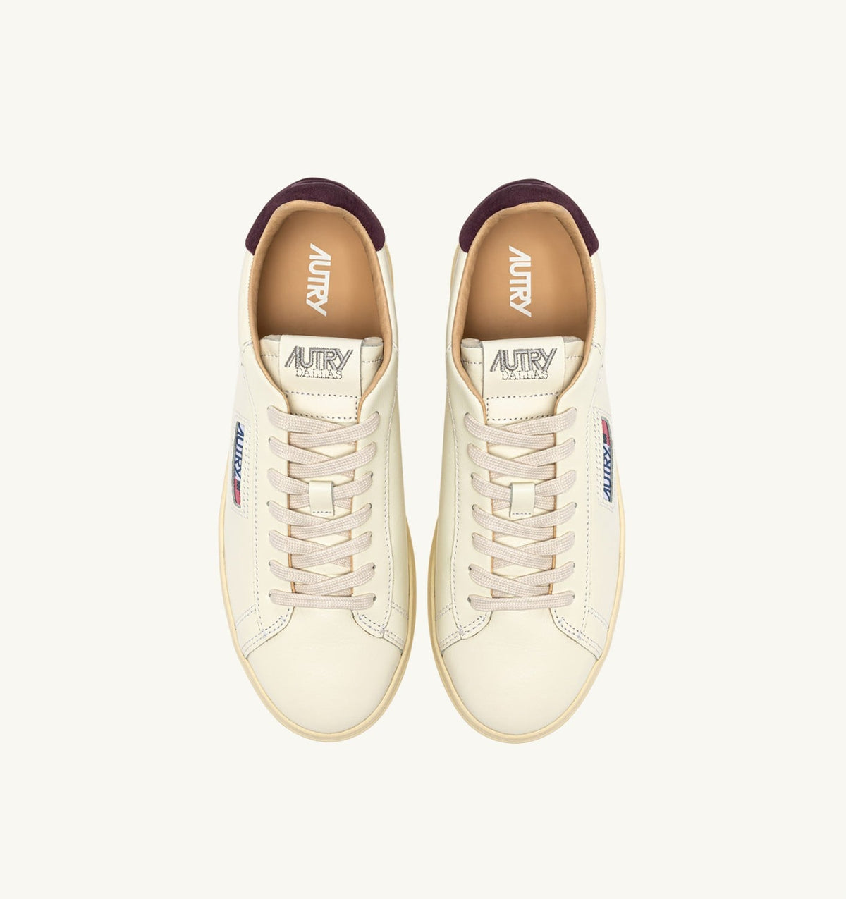 Man DALLAS LOW SNEAKERS IN MARSHMALLOW AND FIG LEATHER