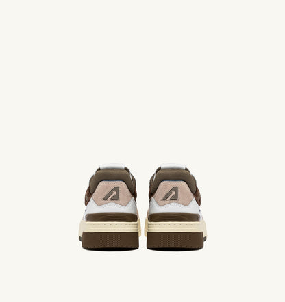 Man CLC LOW SNEAKERS IN WHITE AND COVERT GREEN LEATHER SUEDE