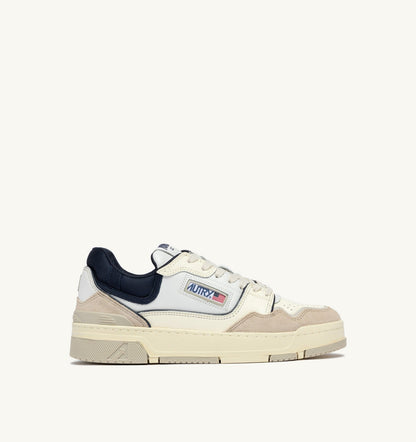 Man SNEAKERS CLC LOW IN WHITE SAND AND SPACE BLUE LEATHER AND SUEDE