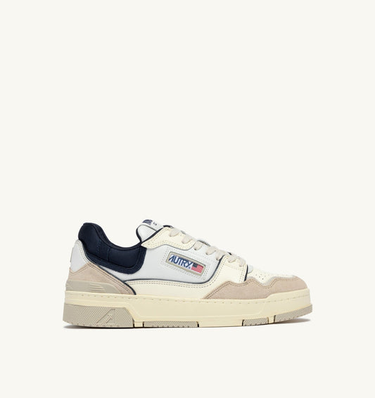 Man SNEAKERS CLC LOW IN WHITE SAND AND SPACE BLUE LEATHER AND SUEDE