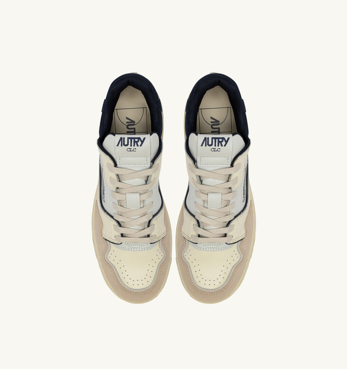 Man SNEAKERS CLC LOW IN WHITE SAND AND SPACE BLUE LEATHER AND SUEDE