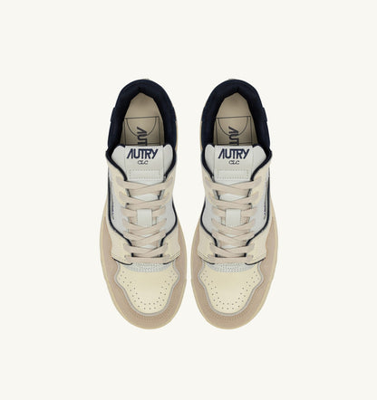 Man SNEAKERS CLC LOW IN WHITE SAND AND SPACE BLUE LEATHER AND SUEDE