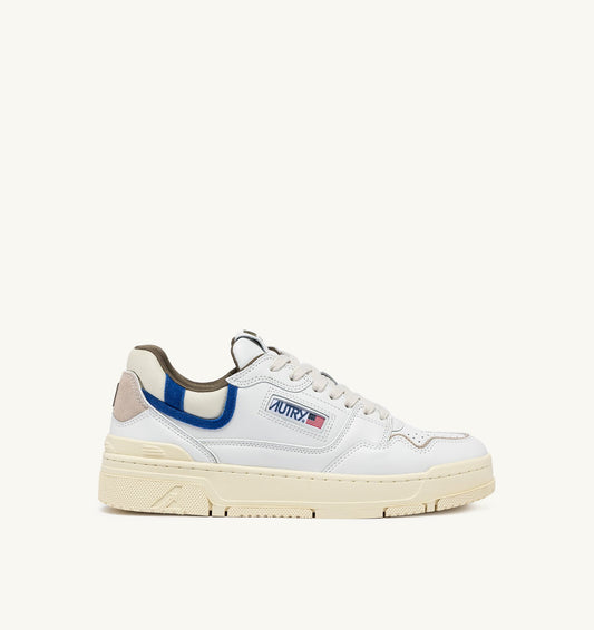 Man CLC LOW SNEAKERS IN WHITE LEATHER AND BLUE SUEDE