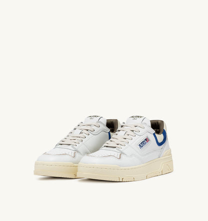 Man CLC LOW SNEAKERS IN WHITE LEATHER AND BLUE SUEDE
