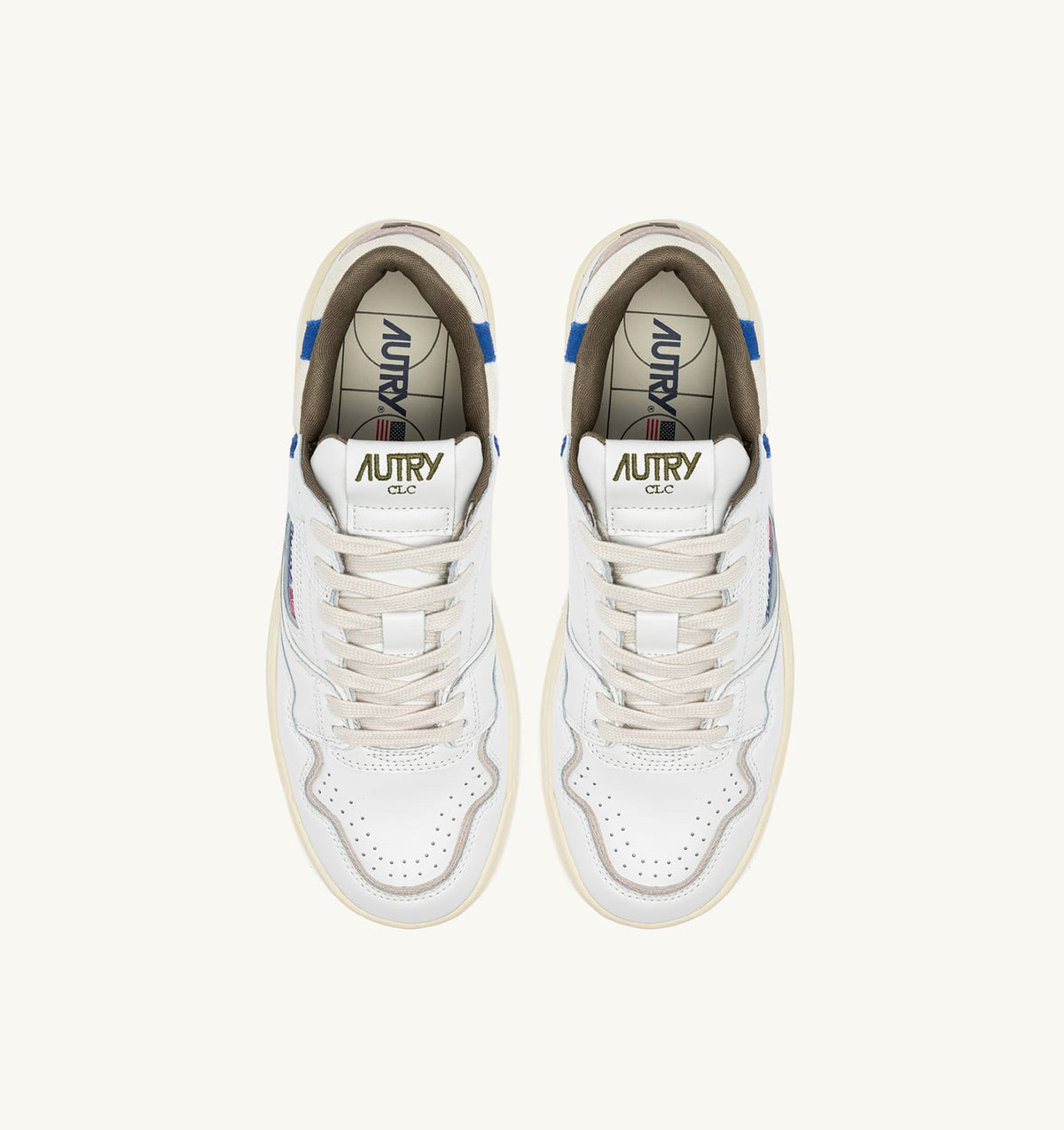 Man CLC LOW SNEAKERS IN WHITE LEATHER AND BLUE SUEDE