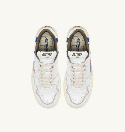 Man CLC LOW SNEAKERS IN WHITE LEATHER AND BLUE SUEDE