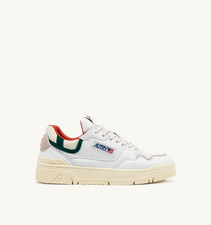 Man CLC LOW SNEAKERS IN WHITE LEATHER AND FOREST SUEDE
