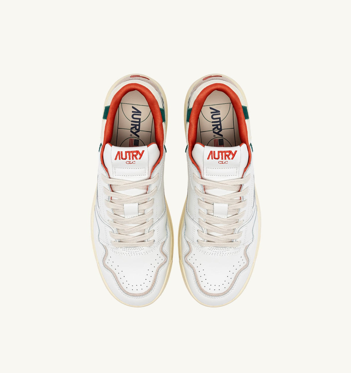 Man CLC LOW SNEAKERS IN WHITE LEATHER AND FOREST SUEDE