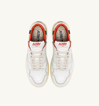 Man CLC LOW SNEAKERS IN WHITE LEATHER AND FOREST SUEDE