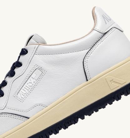 Man GOLF LOW SNEAKERS IN WHITE AND NAVY LEATHER