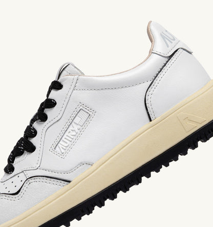 Man GOLF LOW SNEAKERS IN LEATHER COLOR WHITE AND BLACK