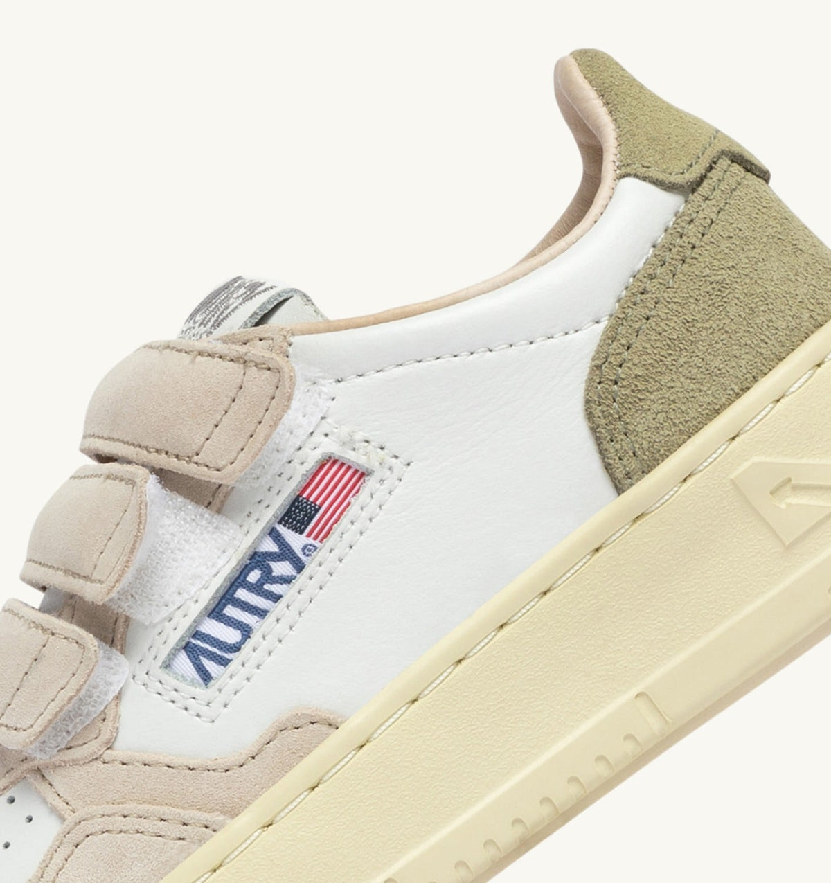 Kid MEDALIST KIDSTRIPES SNEAKERS IN WHITE LEATHER AND GREEN AND SAND SUEDE