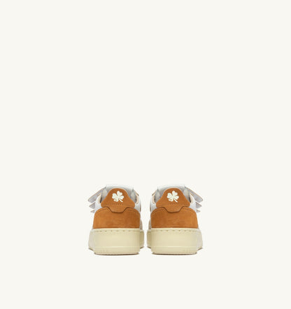 Kid MEDALIST KIDSTRIPES SNEAKERS IN WHITE LEATHER AND BROWN MUSCAT AND SAND SUEDE