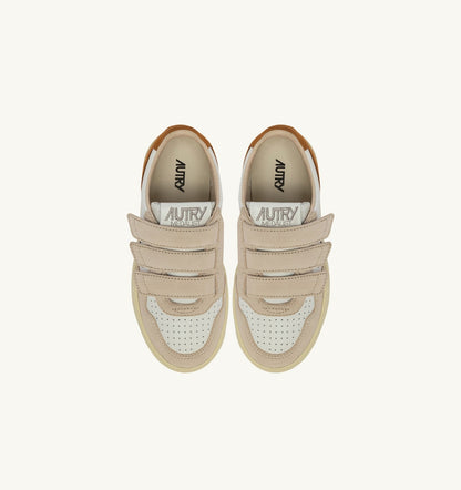 Kid MEDALIST KIDSTRIPES SNEAKERS IN WHITE LEATHER AND BROWN MUSCAT AND SAND SUEDE