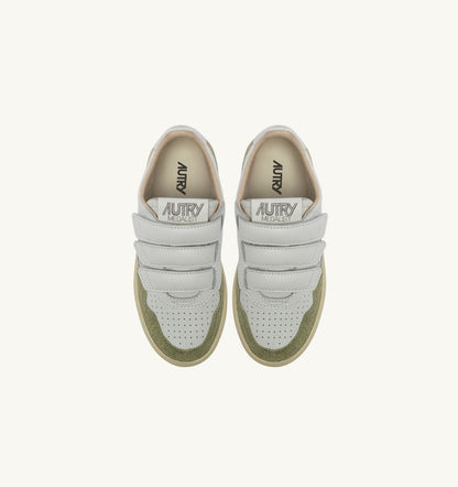 Kid MEDALIST KIDSTRIPES SNEAKERS IN WHITE LEATHER AND GLITTER SAGE LEATHER