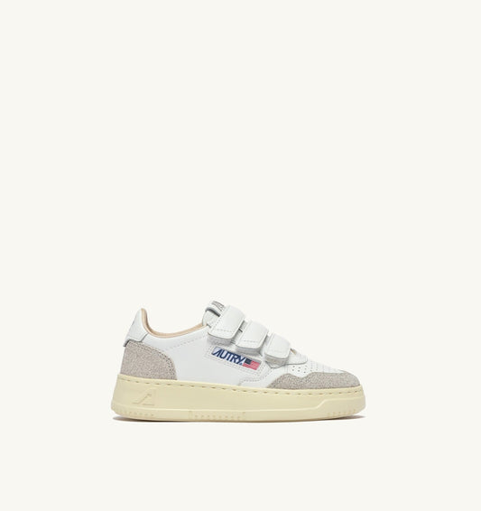 Kid MEDALIST KIDSTRIPES SNEAKERS IN WHITE LEATHER AND GLITTER GRAY LEATHER
