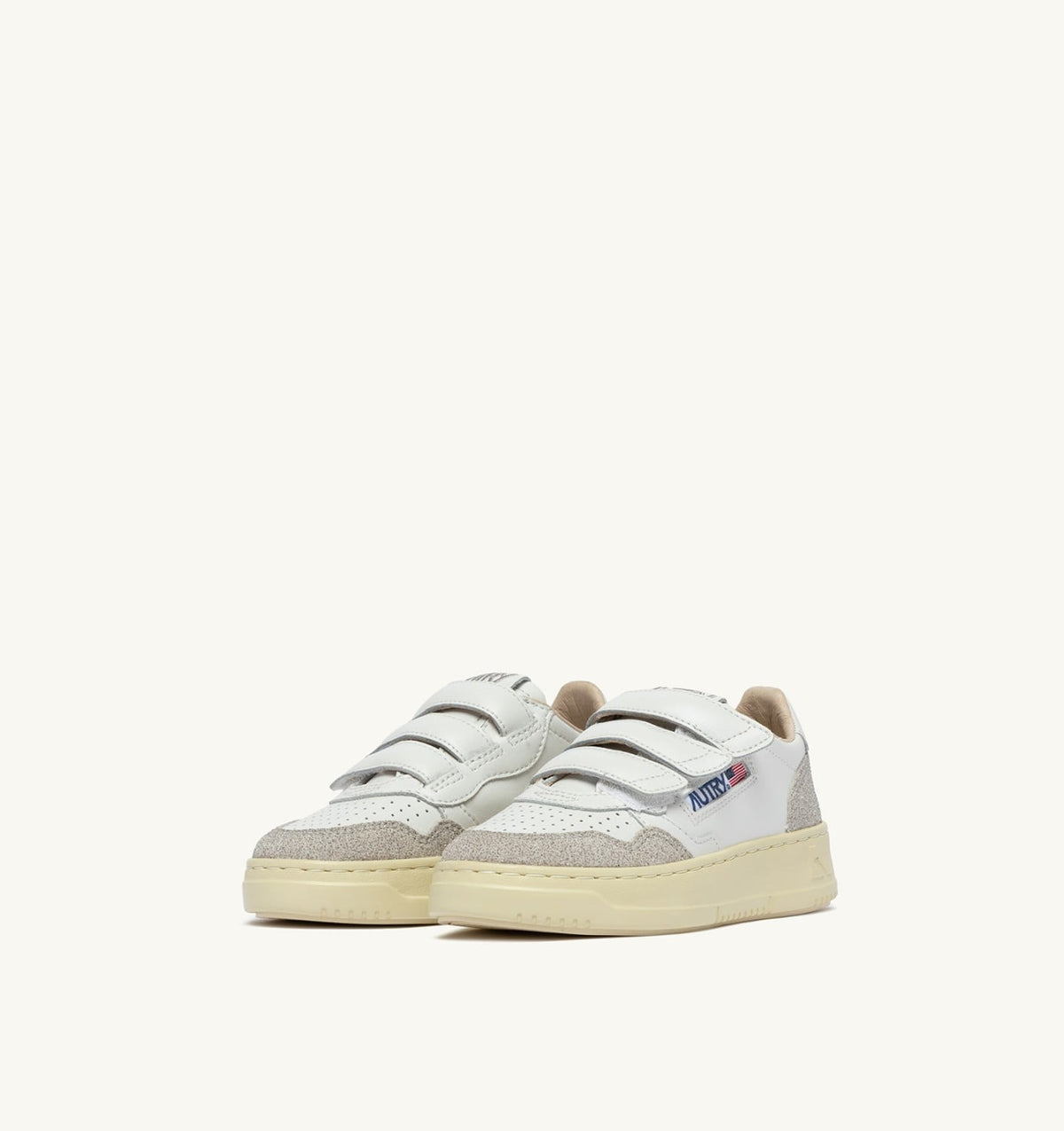 Kid MEDALIST KIDSTRIPES SNEAKERS IN WHITE LEATHER AND GLITTER GRAY LEATHER