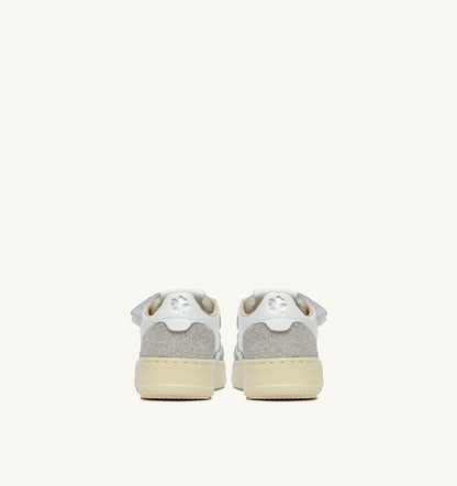 Kid MEDALIST KIDSTRIPES SNEAKERS IN WHITE LEATHER AND GLITTER GRAY LEATHER