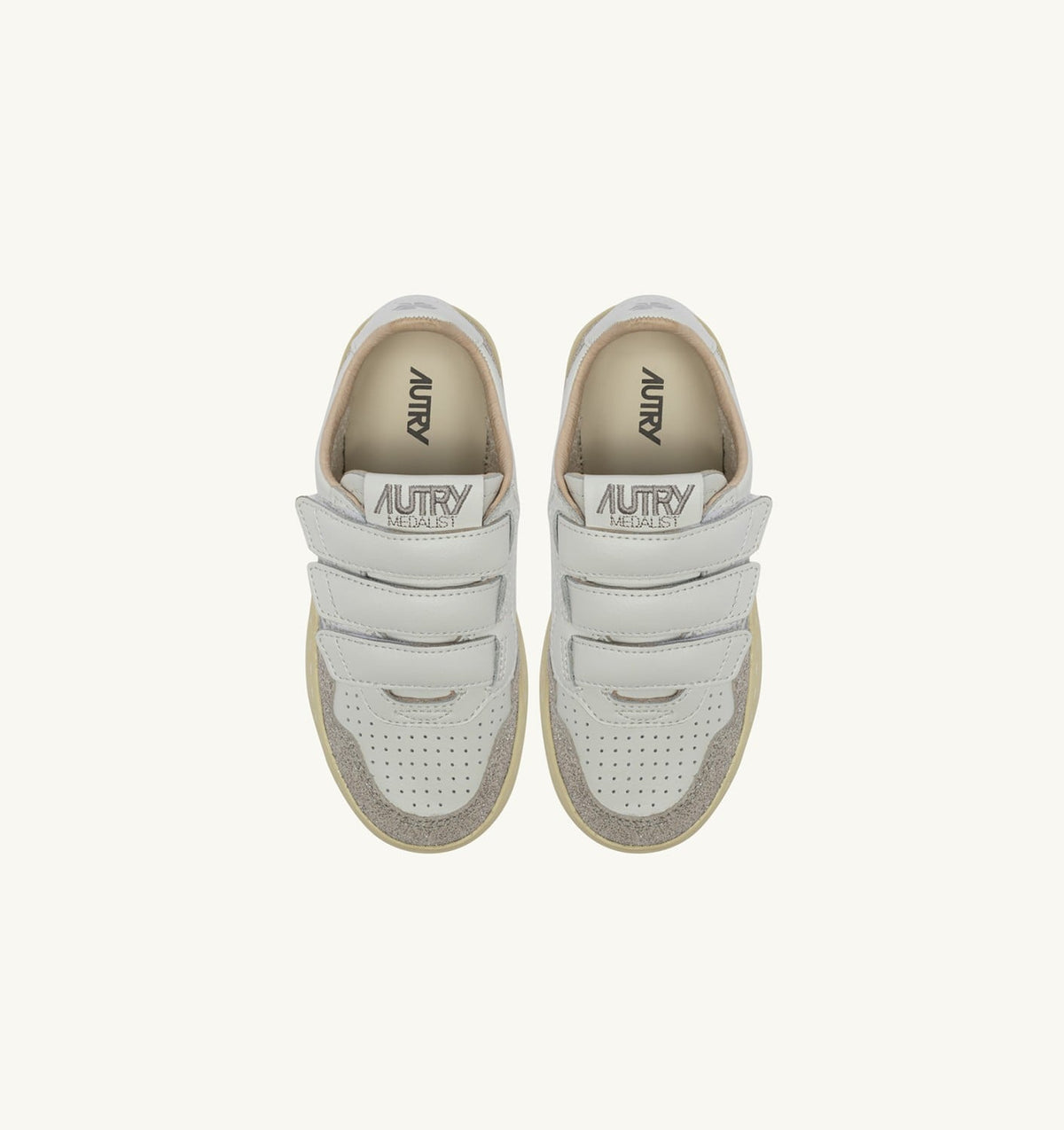 Kid MEDALIST KIDSTRIPES SNEAKERS IN WHITE LEATHER AND GLITTER GRAY LEATHER
