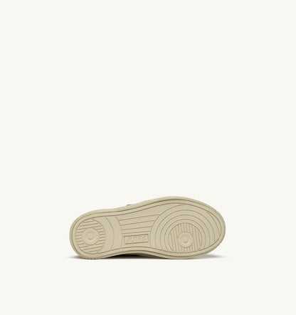 Kid MEDALIST LOW KIDSTRIPES SNEAKERS IN LEATHER COLOR WHISPER WHITE IVORY WHITE AND BROWN SUGAR