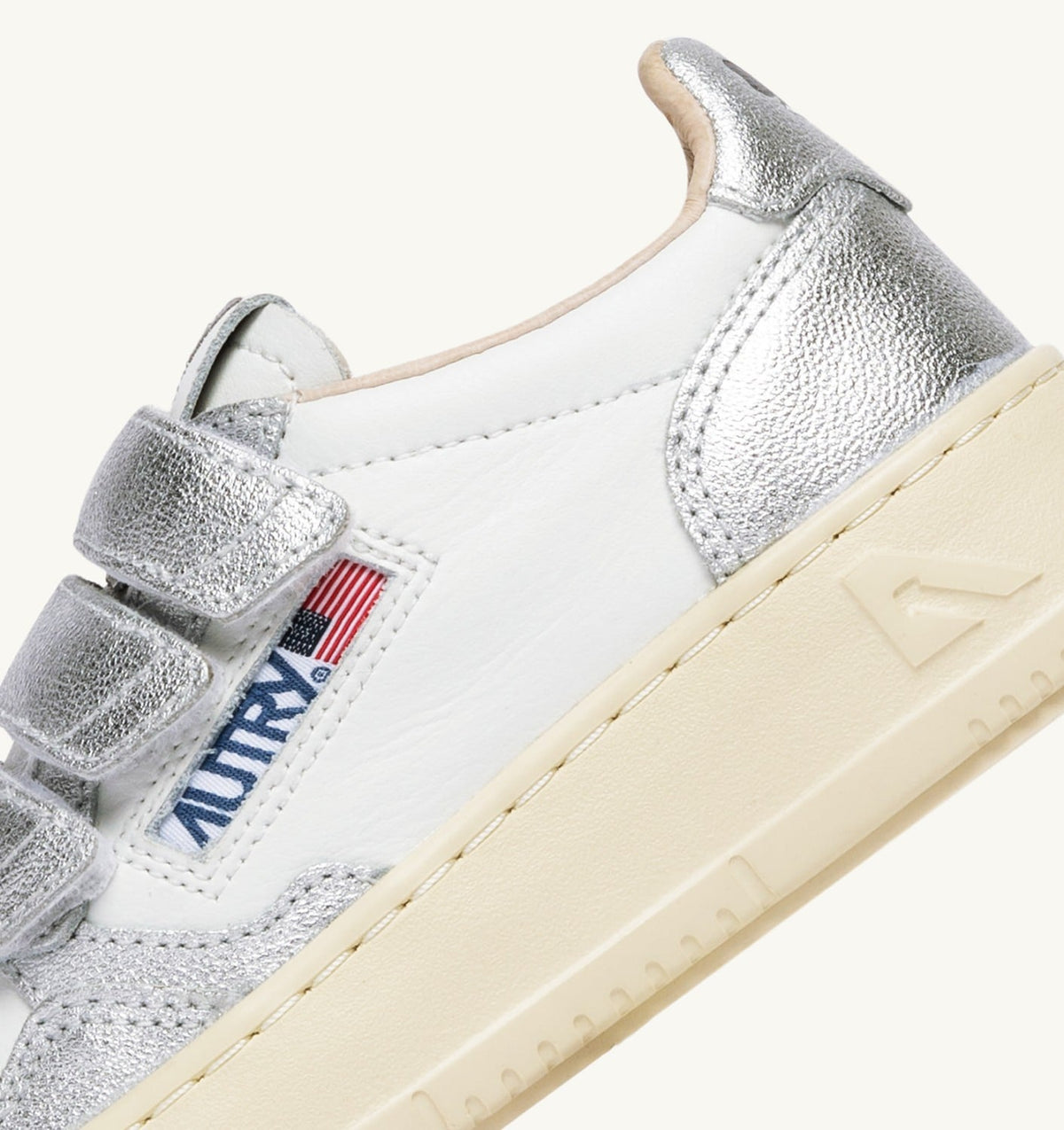Kid MEDALIST KIDSTRIPES LOW BICOLOR SNEAKERS IN WHITE AND SILVER LEATHER