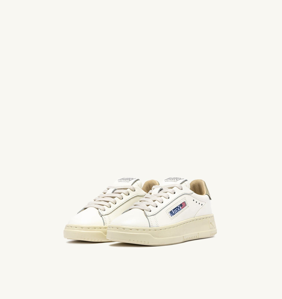 Kid SNEAKERS DALLAS KIDS LOW IN MARSHMALLOW AND GRAY GREEN LEATHER