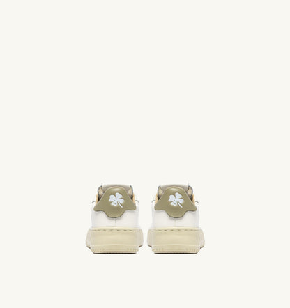 Kid SNEAKERS DALLAS KIDS LOW IN MARSHMALLOW AND GRAY GREEN LEATHER