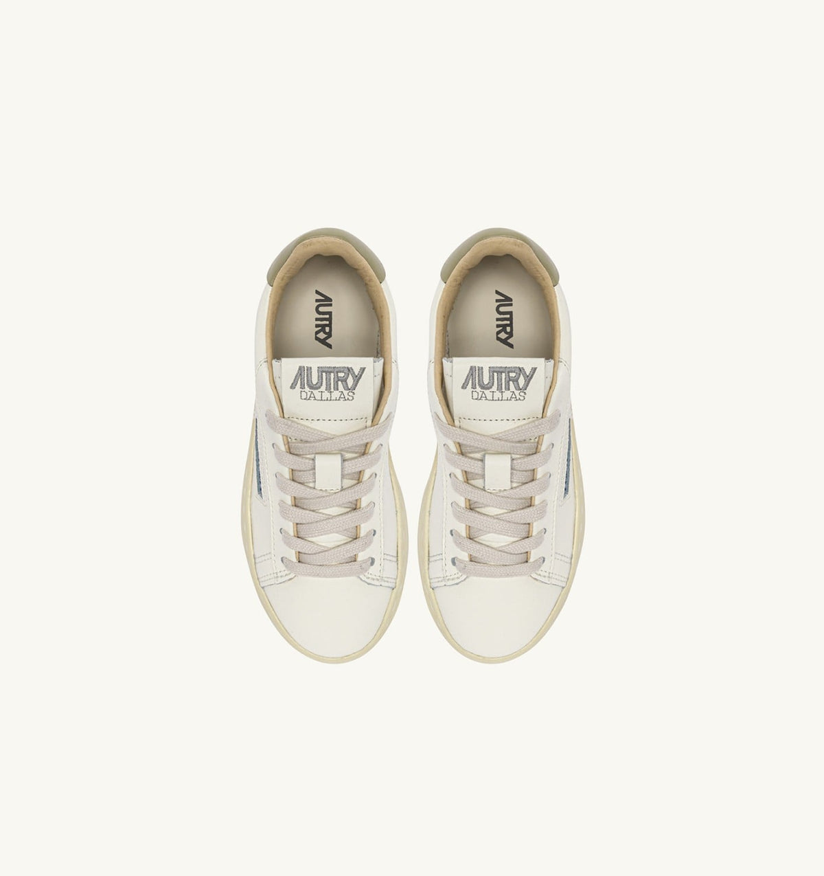 Kid SNEAKERS DALLAS KIDS LOW IN MARSHMALLOW AND GRAY GREEN LEATHER