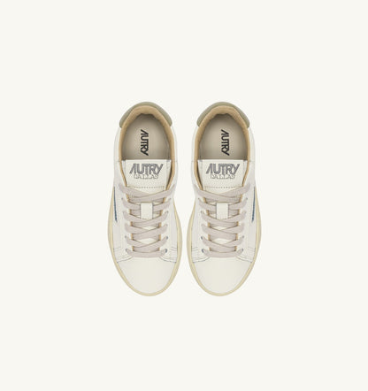 Kid SNEAKERS DALLAS KIDS LOW IN MARSHMALLOW AND GRAY GREEN LEATHER