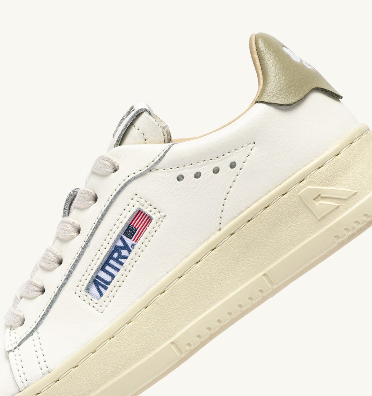 Kid SNEAKERS DALLAS KIDS LOW IN MARSHMALLOW AND GRAY GREEN LEATHER