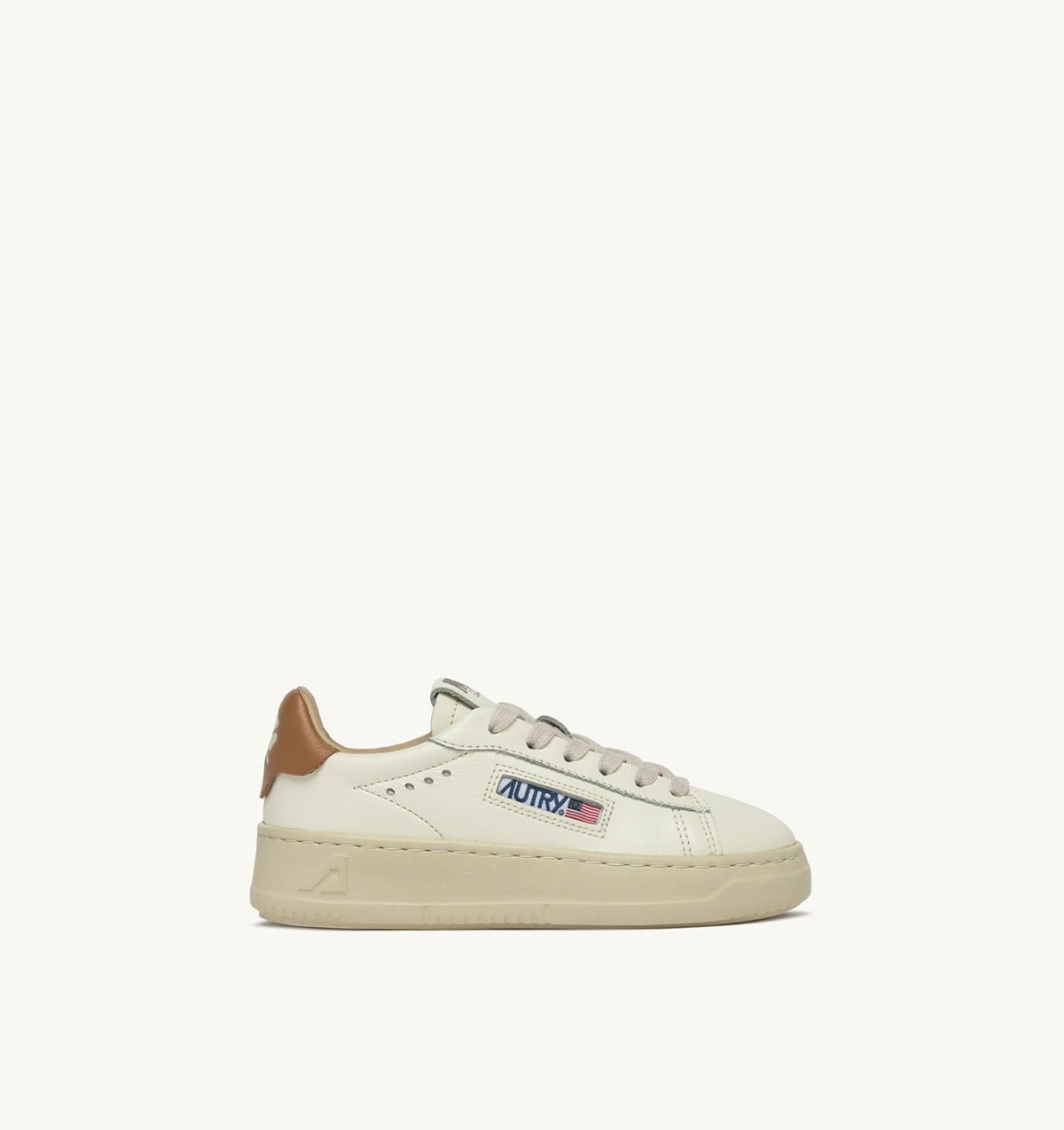 Kid DALLAS KIDS KIDS LOW SNEAKERS IN LEATHER COLOR MARSHMALLOW AND BROWN SUGAR