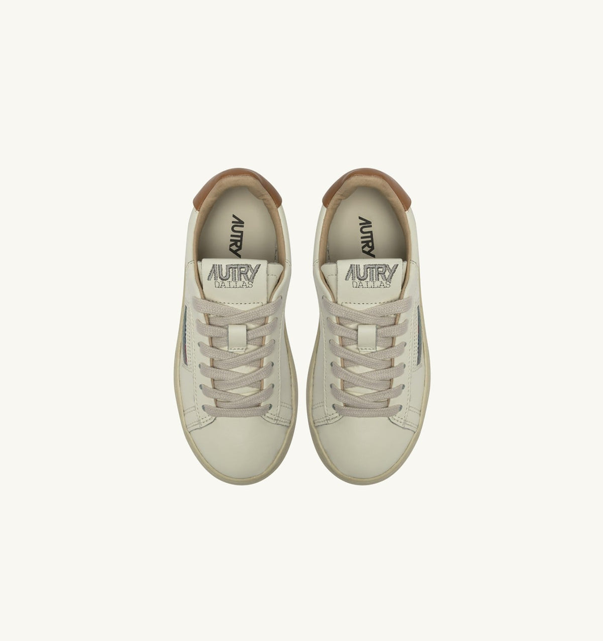 Kid DALLAS KIDS KIDS LOW SNEAKERS IN LEATHER COLOR MARSHMALLOW AND BROWN SUGAR