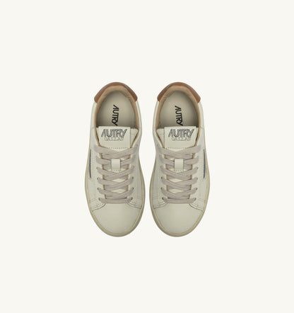 Kid DALLAS KIDS KIDS LOW SNEAKERS IN LEATHER COLOR MARSHMALLOW AND BROWN SUGAR