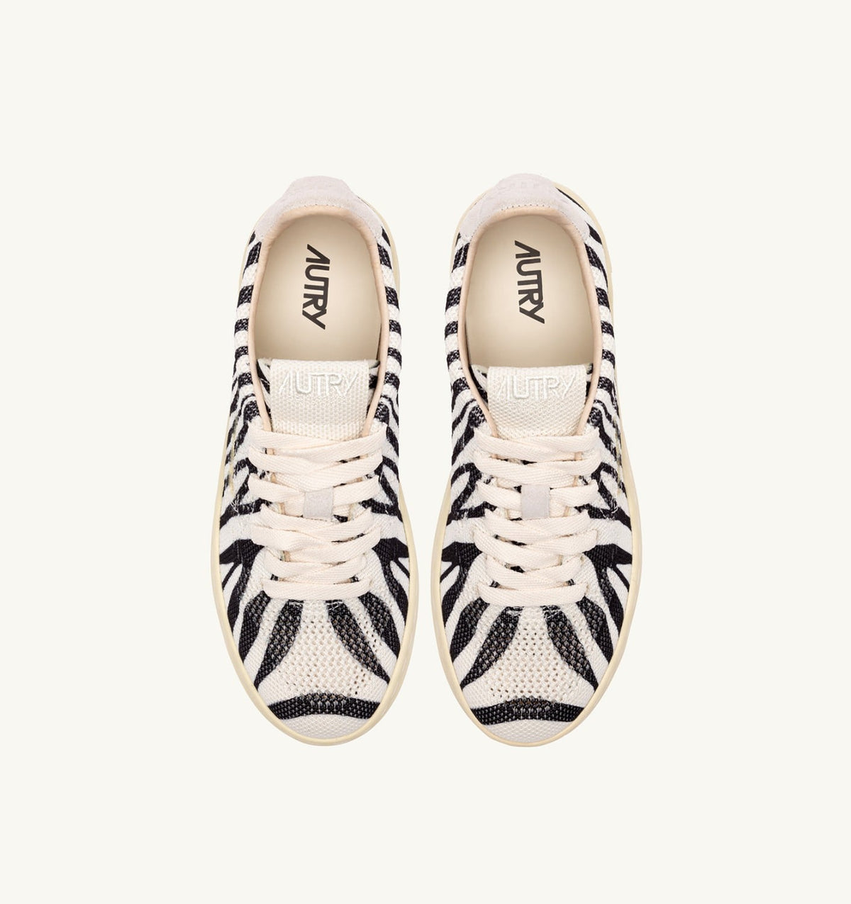 Woman MEDALIST EASEKNIT LOW SNEAKERS IN 'ZEBRA PRINT' IVORY WHITE AND BLACK KNIT