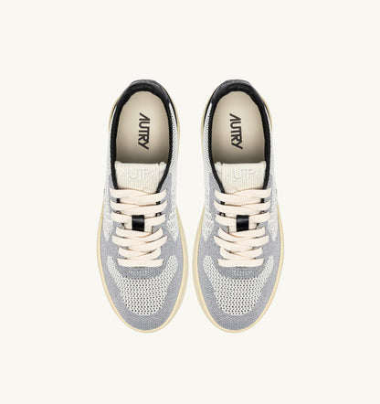 Woman MEDALIST EASEKNIT LOW SNEAKERS IN IVORY WHITE BLACK AND SILVER KNIT