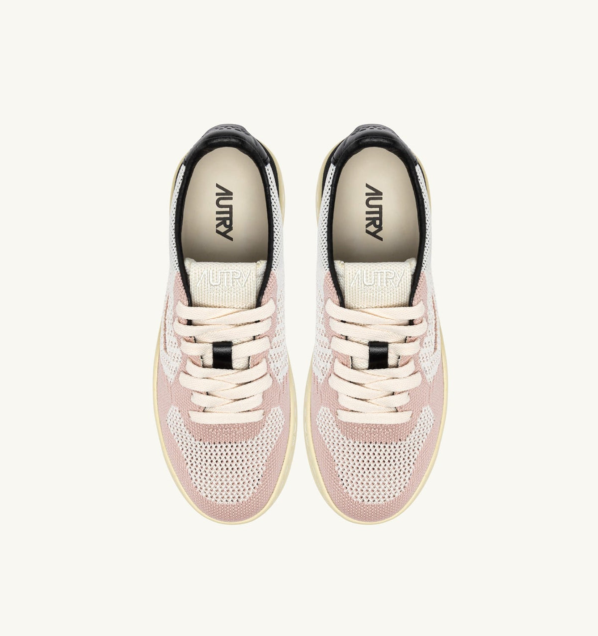 Woman MEDALIST EASEKNIT LOW SNEAKERS IN IVORY WHITE BLACK AND POWDER KNIT
