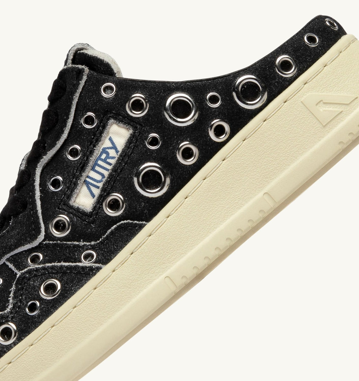 Woman MEDALIST MULE SNEAKERS IN BLACK LEATHER WITH STUDDED DETAILS