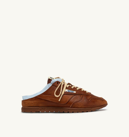 Woman WINDSPIN MULE SNEAKERS IN SHIRT BUFF AND AZURE LEATHER