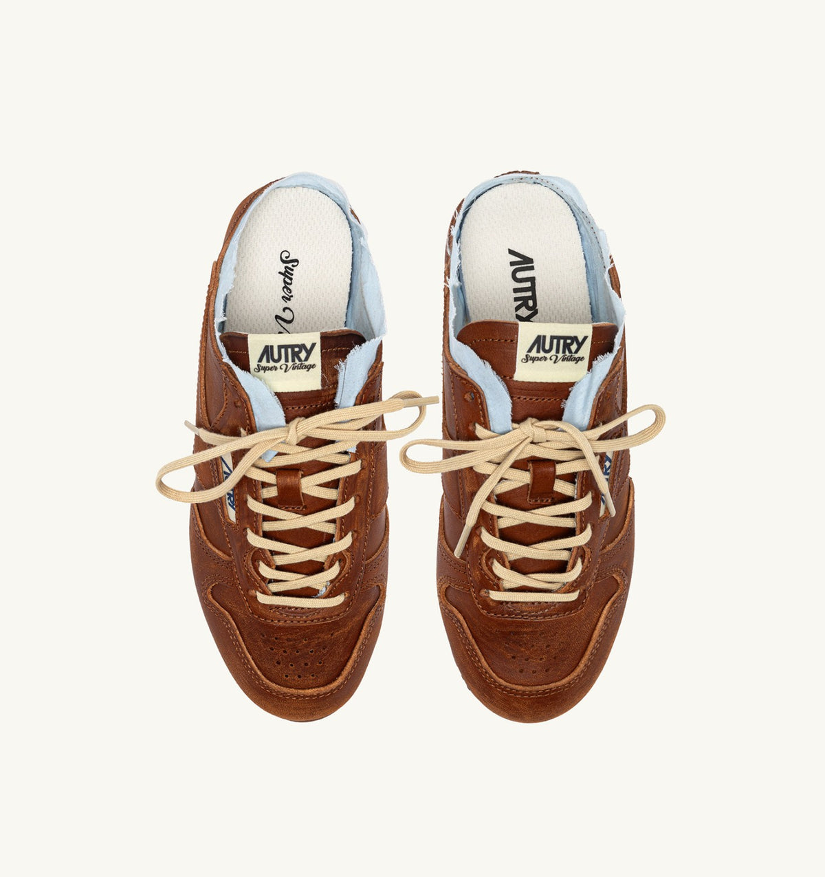 Woman WINDSPIN MULE SNEAKERS IN SHIRT BUFF AND AZURE LEATHER