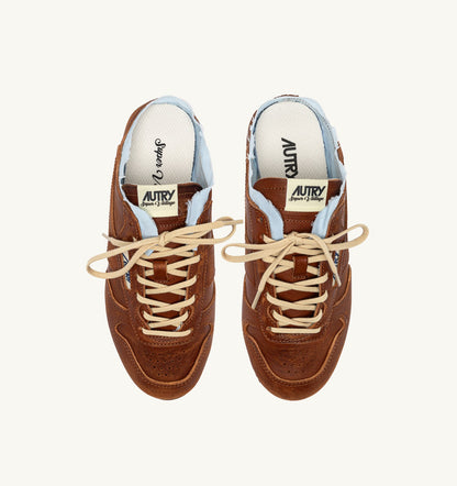 Woman WINDSPIN MULE SNEAKERS IN SHIRT BUFF AND AZURE LEATHER