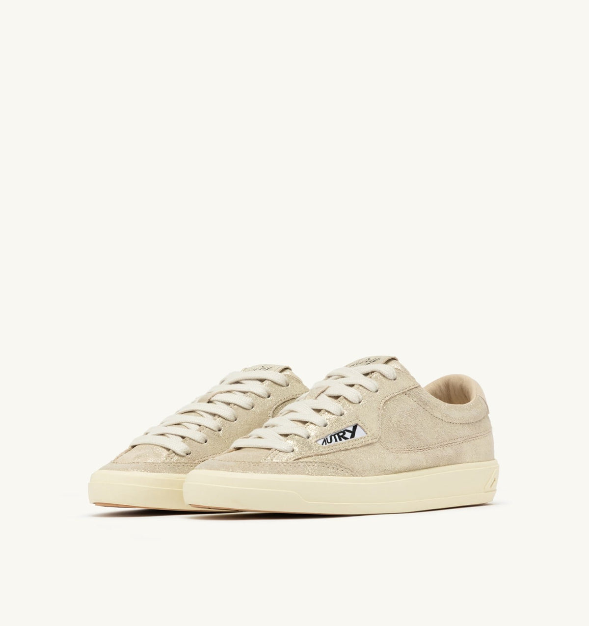 Woman WINDSCAPE LOW SNEAKERS IN PLATINUM AND SAND LAMINATED SUEDE