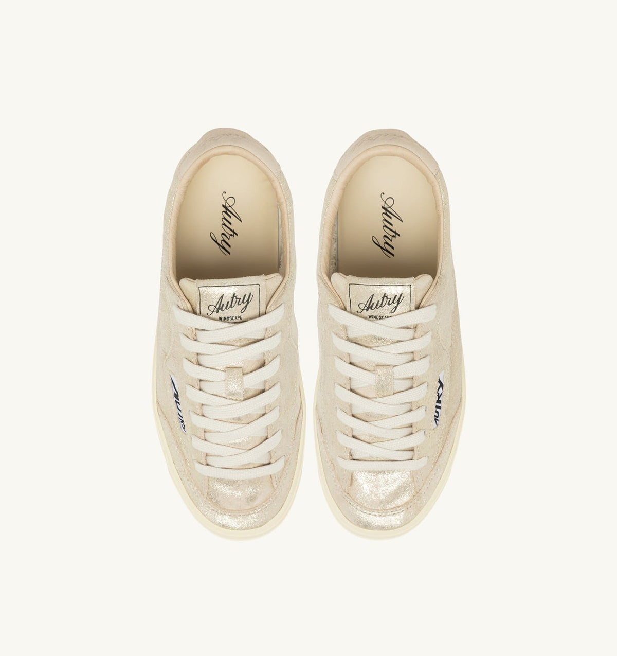 Woman WINDSCAPE LOW SNEAKERS IN PLATINUM AND SAND LAMINATED SUEDE