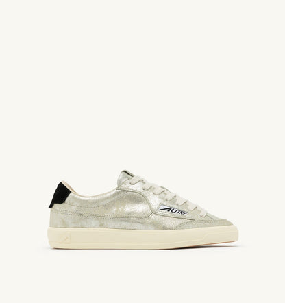 Woman WINDSCAPE LOW SNEAKERS IN SILVER AND BLACK LAMINATED SUEDE