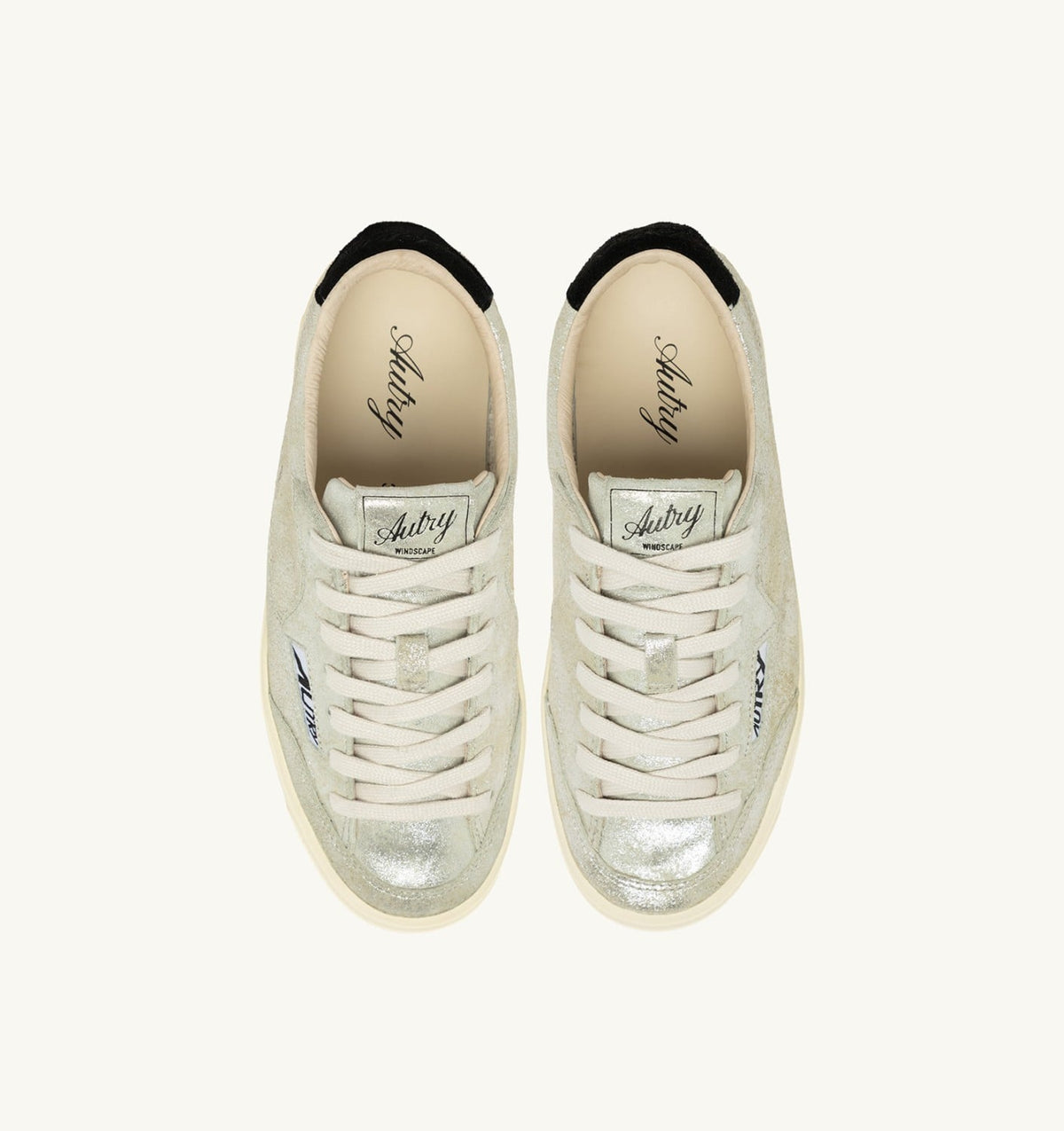 Woman WINDSCAPE LOW SNEAKERS IN SILVER AND BLACK LAMINATED SUEDE