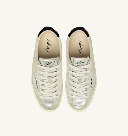 Woman WINDSCAPE LOW SNEAKERS IN SILVER AND BLACK LAMINATED SUEDE