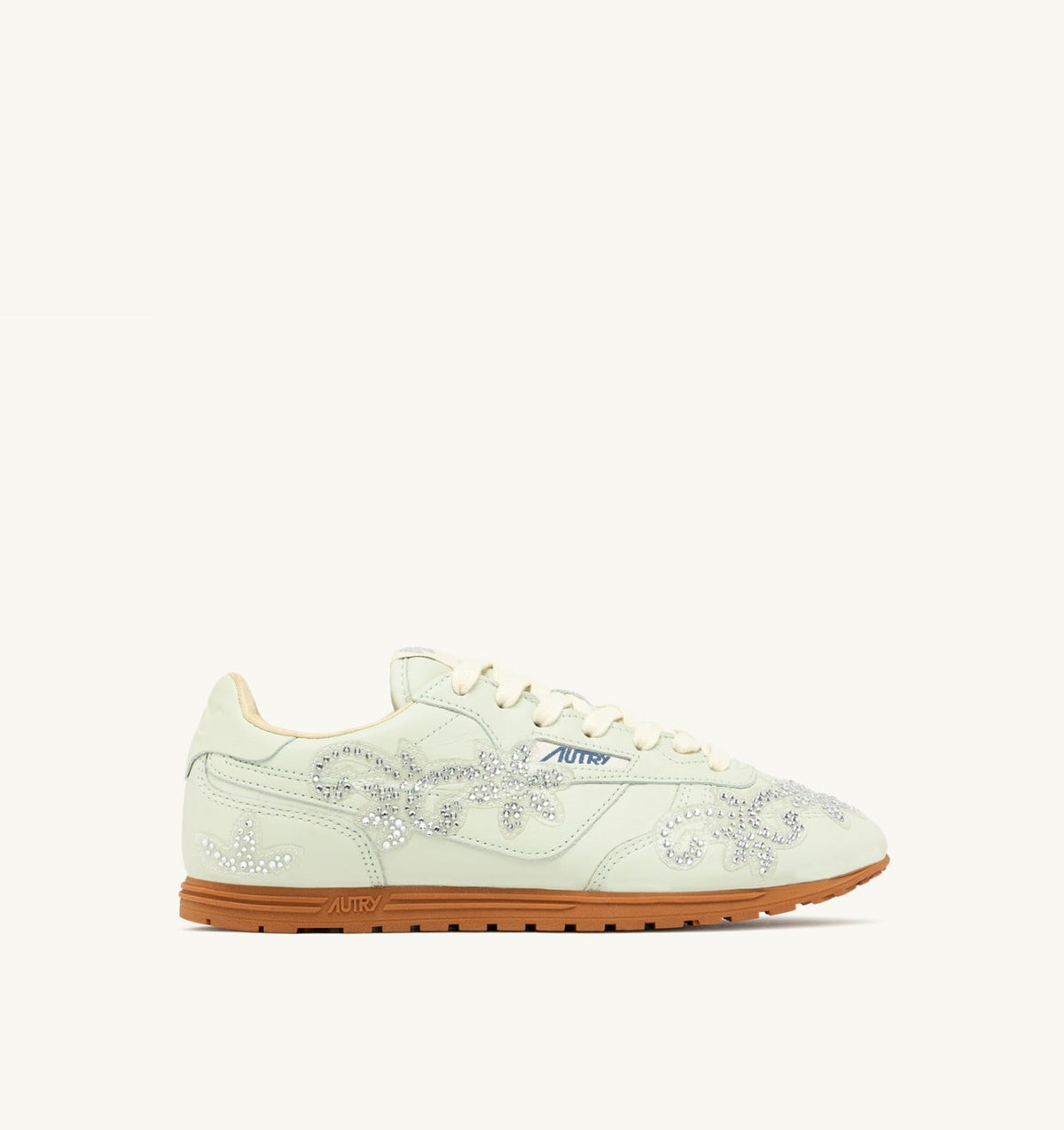 Woman WINDSPIN SNEAKERS IN BONE WHITE LEATHER WITH DECORATIONS