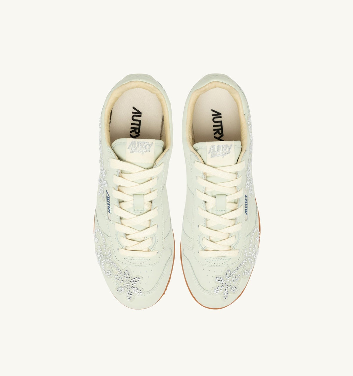 Woman WINDSPIN SNEAKERS IN BONE WHITE LEATHER WITH DECORATIONS