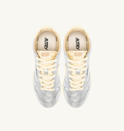 Woman WINDSPIN SNEAKERS IN SILVER AND RUTABAGA SUEDE AND LEATHER