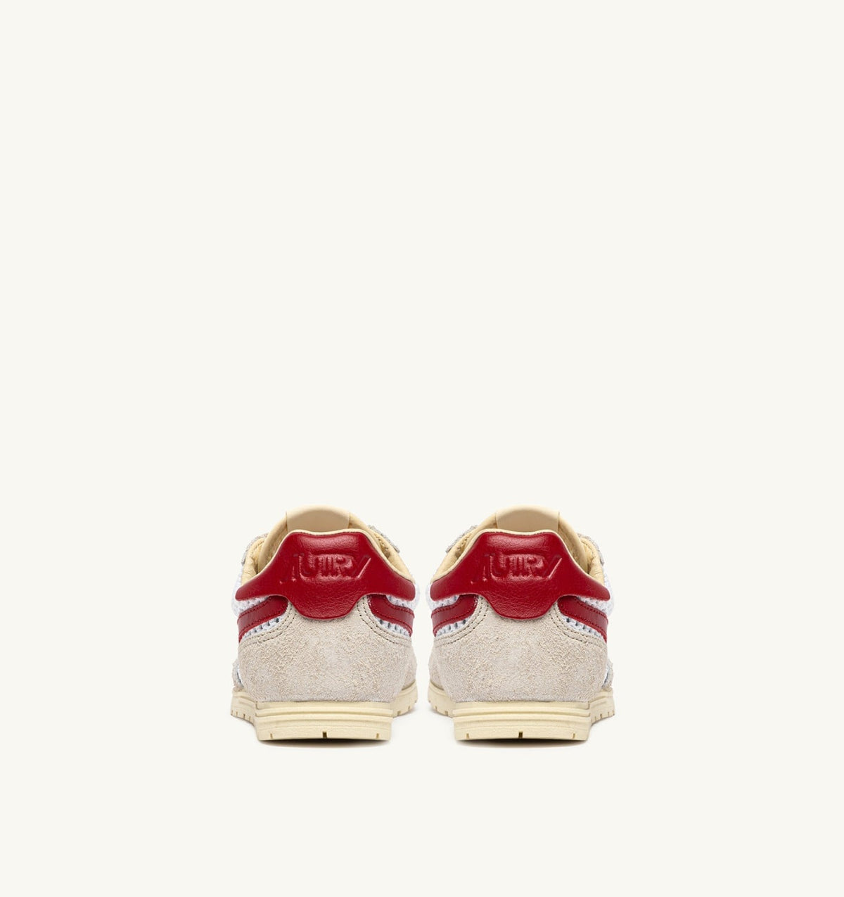 Woman WINDSPIN SNEAKERS IN WHITE SAND AND RED MESH AND LEATHER